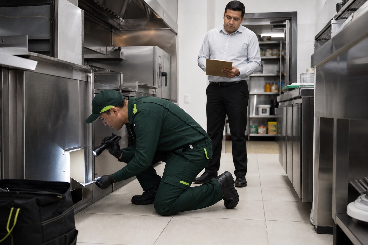 Inspección preventiva en una cocina profesional